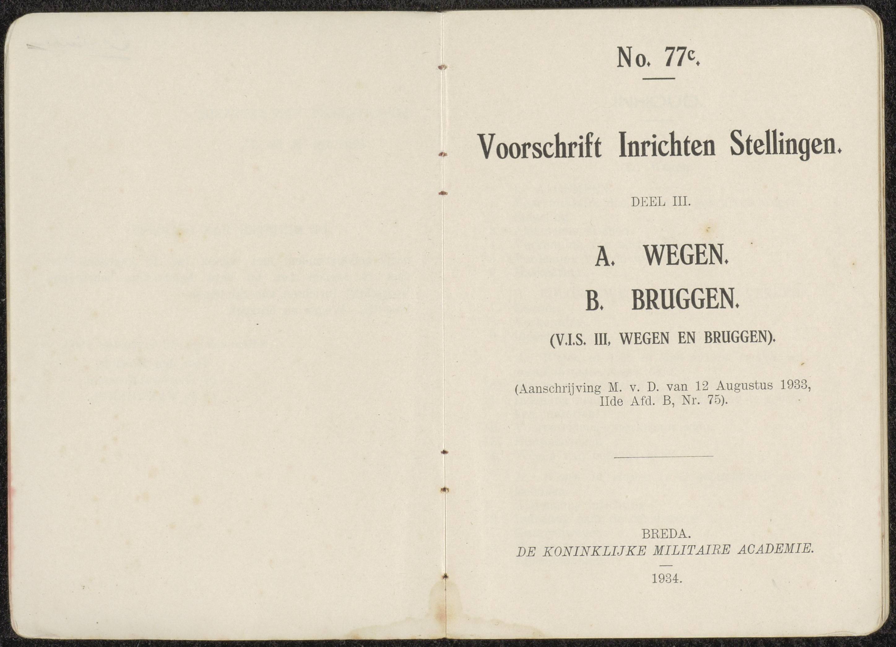 Voorschrift no 77c het inrichten van Stellingen deel III
