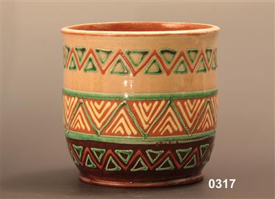 00000168.jpg; 0317; bloempot met geometrische figuren; bloempot