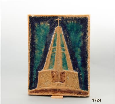 1724.jpg; 1724; tegel met afbeelding kerk; reliëftegel