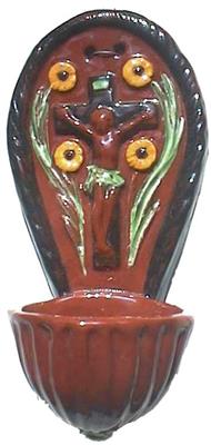 CE0204.jpg; CE0204; wijwaterbakje rode scherf, 16,5x8 cm; wijwaterbak