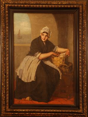 04014b.jpg; 04014; Vissersvrouw met vissen in mand; schilderij