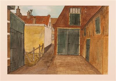 04120b.jpg; 04120; Zanvoort, Gasthuisstraat, aquarel met pentekening.; gebouw