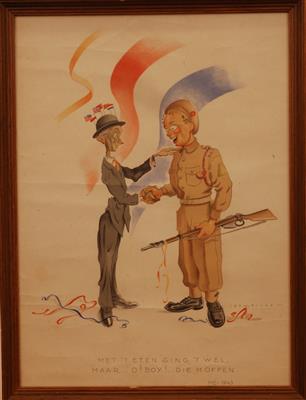 04192b.jpg; 04192; Kariratuur / Spotprent; Met't eten ging't wel, maar...; drukwerk