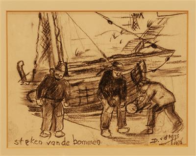 04208b.jpg; 04208; Steken van de bommen.; visserij
