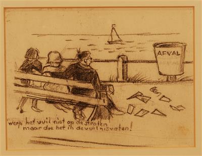 04209b.jpg; 04209; Werp het vuil niet in de straten maar doe het in de vuilnisvaten!; strand