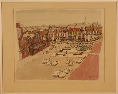 04247b.jpg; 04247; Stationsplein Zandvoort; aquarel /tekening