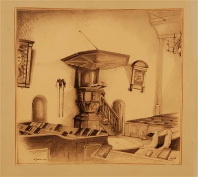 04258b.jpg; 04258; Hervormde kerk interieur; tekening