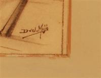 04258c.jpg; 04258; Hervormde kerk interieur; tekening