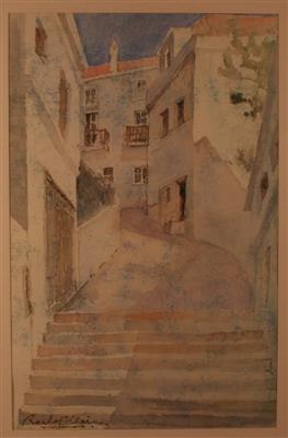 04817b.jpg; 04817; Straatje in Albuféra te Portugal; aquarel