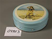 04903a.jpg; 04903; trommel met afbeelding vrouw voor strandtent ; souvenir