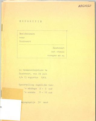 51419.jpg; 51419; Expositie Beeldhouwers voor Zandvoort / Zanvoort het strand vroeger en nu 1964; expositieboekje
