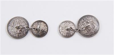 14905.1=2-01.jpg; 14905; 2 Zilveren muntmanchetknopen; manchetknoop