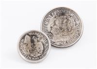 14905.2-02.jpg; 14905; 2 Zilveren muntmanchetknopen; manchetknoop