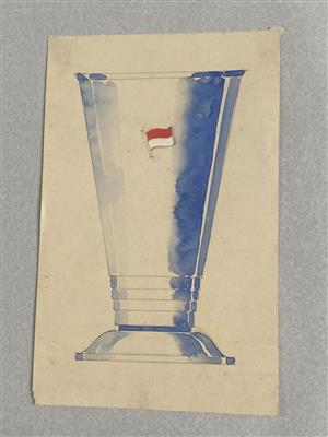 25021.1.jpg; 25021.01; Presentatietekening van een beker met de vlag van Indonesië; presentatietekening