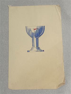 25021.3.jpg; 25021.03; Presentatietekening van een beker met de vlag van Indonesië; presentatietekening
