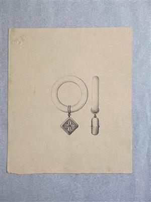 25133.jpg; 25133; Ontwerptekening van een bijtring voor Wigbold Albert Willem; ontwerptekening