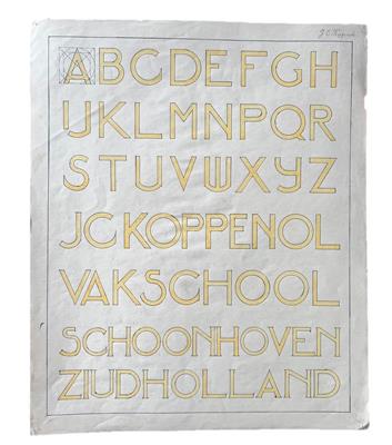 25693.jpg; 25693; Ontwerptekening van verschillende letters; ontwerptekening