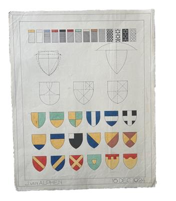 25721.jpg; 25721; Ontwerptekening van heraldiek; ontwerptekening